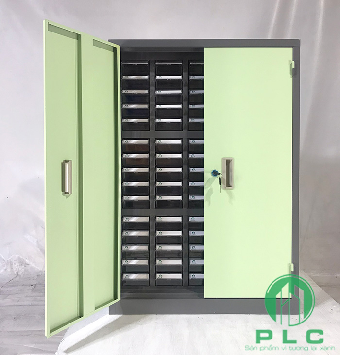 Tủ đựng linh kiện điện tử 75 ngăn có cánh cửa - PLC Việt Nam